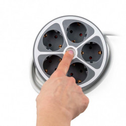 Раклонител кръг Muhler 1006181, 3680W, 5 гнезда, Ключ, H05VV-F, 1.5 м, IP20, 16A, Бял/сив