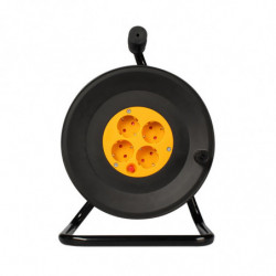 Удължител с макара Muhler 1006184, 3200W, 4 гнезда, 15 м, H05VV-F, IP20, Детска защита, Черен