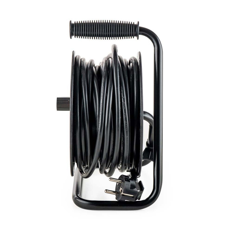 Удължител с макара Muhler 1006184, 3200W, 4 гнезда, 15 м, H05VV-F, IP20, Детска защита, Черен