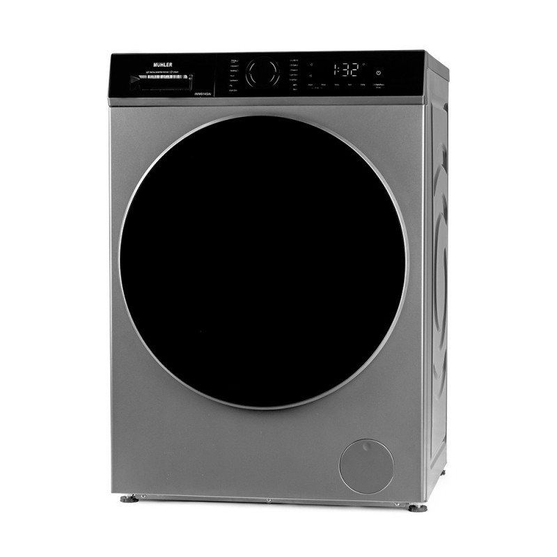 Пералня с предно зареждане Muhler IWM914SAi, Клас А, 9 кг, 14 програми, 1400 об/мин, Инверторна, LED, Пране с пара, Сив