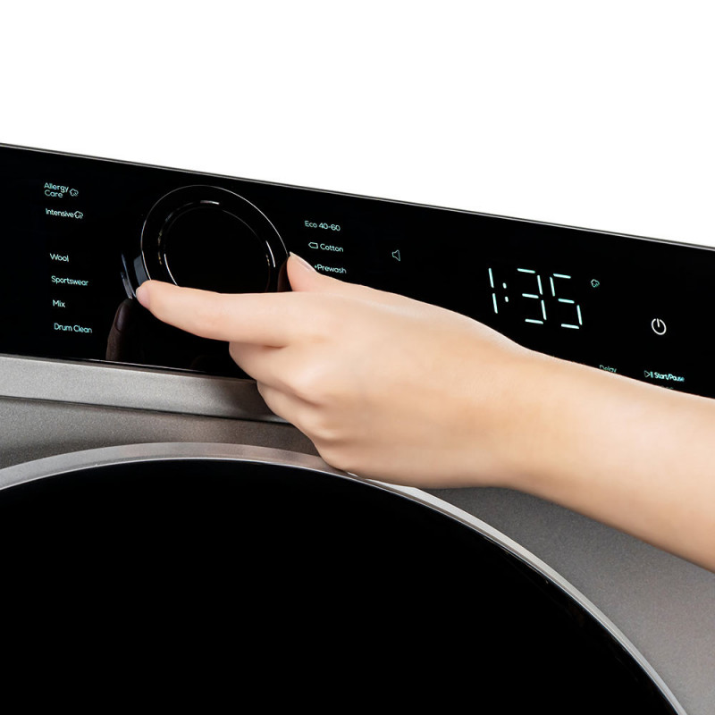 Пералня с предно зареждане Muhler IWM914SAi, Клас А, 9 кг, 14 програми, 1400 об/мин, Инверторна, LED, Пране с пара, Сив