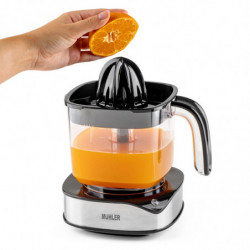 Цитрус преса Muhler MJ-4020, 40 W, 1.2 л, Двупосочно движение, Индикаторна лампа, 2 конуса, Черен/Инокс