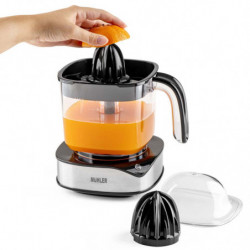 Цитрус преса Muhler MJ-4020, 40 W, 1.2 л, Двупосочно движение, Индикаторна лампа, 2 конуса, Черен/Инокс