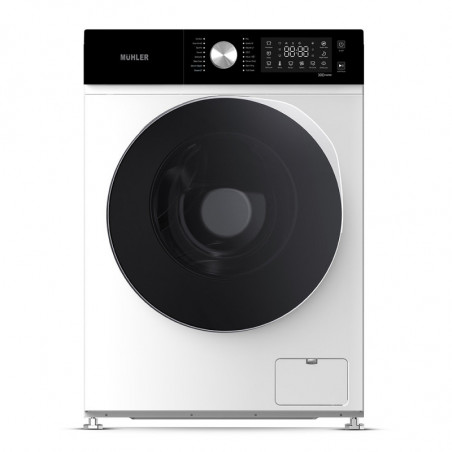 Пералня с предно зареждане Muhler IWM6100NWA, Клас A, 6 кг, 16 програми, 1000 об/мин, Инверторна, LED, Пране с пара, Бял/Черен