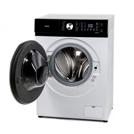 Пералня с предно зареждане Muhler IWM7140NWA, Клас А, 7 кг, 1400 об/мин, Инверторна, LED, Пране с пара, Бял/черен