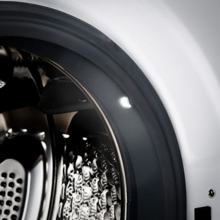 Пералня с предно зареждане Muhler IWM7140NWA, Клас А, 7 кг, 1400 об/мин, Инверторна, LED, Пране с пара, Бял/черен