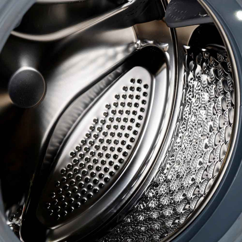 Пералня с предно зареждане Muhler IWM7140NWA, Клас А, 7 кг, 1400 об/мин, Инверторна, LED, Пране с пара, Бял/черен