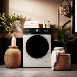 Пералня с предно зареждане Muhler IWM7140NWA, Клас А, 7 кг, 1400 об/мин, Инверторна, LED, Пране с пара, Бял/черен