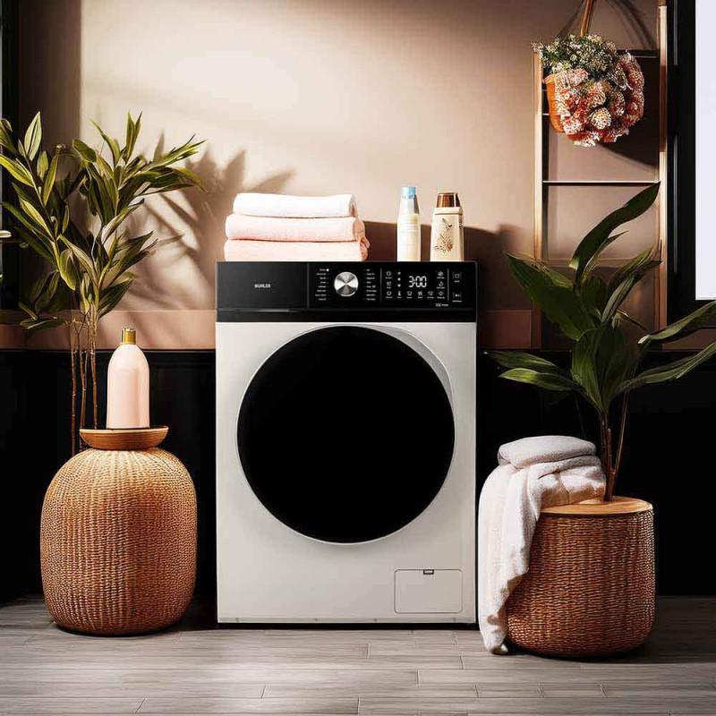 Пералня с предно зареждане Muhler IWM7140NWA, Клас А, 7 кг, 1400 об/мин, Инверторна, LED, Пране с пара, Бял/черен