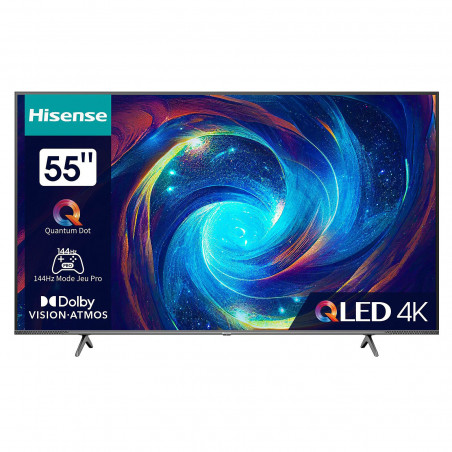 Телевизор Hisense 55E77KQ Pro, 55", 139 см, UHD-4K 3840x2160, Клас G, 144 hz VRR,  VIDAA, Wi-Fi, Черен