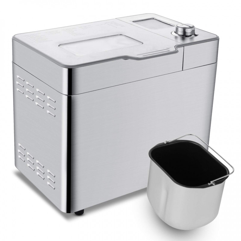 Хлебопекарна Nictemaw Baking Master, 550W, 25 програми, 3 степени, 500/750/900 гр, LCD, Отложен старт 13ч, Автоматичен дозатор, Сребрист