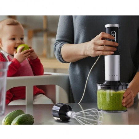Пасатор, чопър и миксер 3в1 AENO AHB0004B, 1200W, 0.5 л, 18 степени, Турбо, DC мотор, Черен/инокс