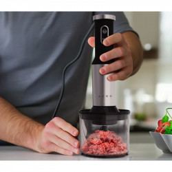 Пасатор, чопър и миксер 3в1 AENO AHB0004B, 1200W, 0.5 л, 18 степени, Турбо, DC мотор, Черен/инокс