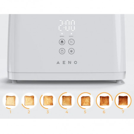 Тостер за хляб AENO ATS0002W, 930W, 7 степени, Сензорно управление, Обратен таймер, Защита при засядане, Тих, Бял
