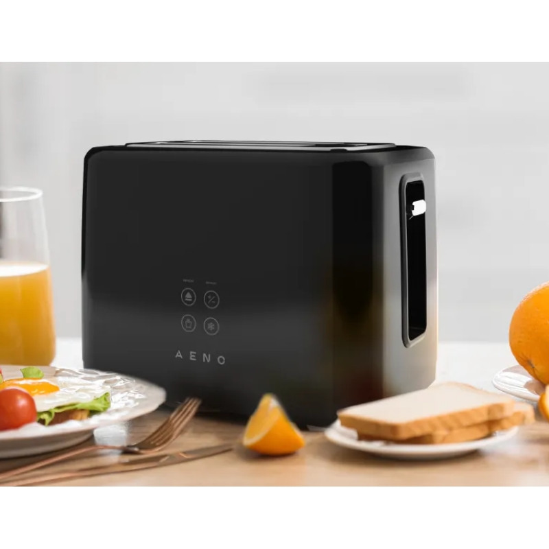 Тостер за хляб AENO ATS0002B, 930W, 7 степени, Сензорно управление, Обратен таймер, Защита при засядане, Тих, Черен