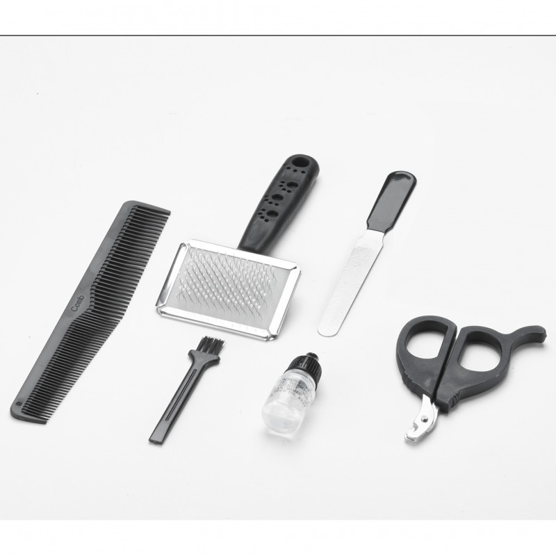 Машинка за подстригване на домашни любимци Oliver Voltz OV51810R, 7W, Керамично острие, 4 приставки, Черен/син