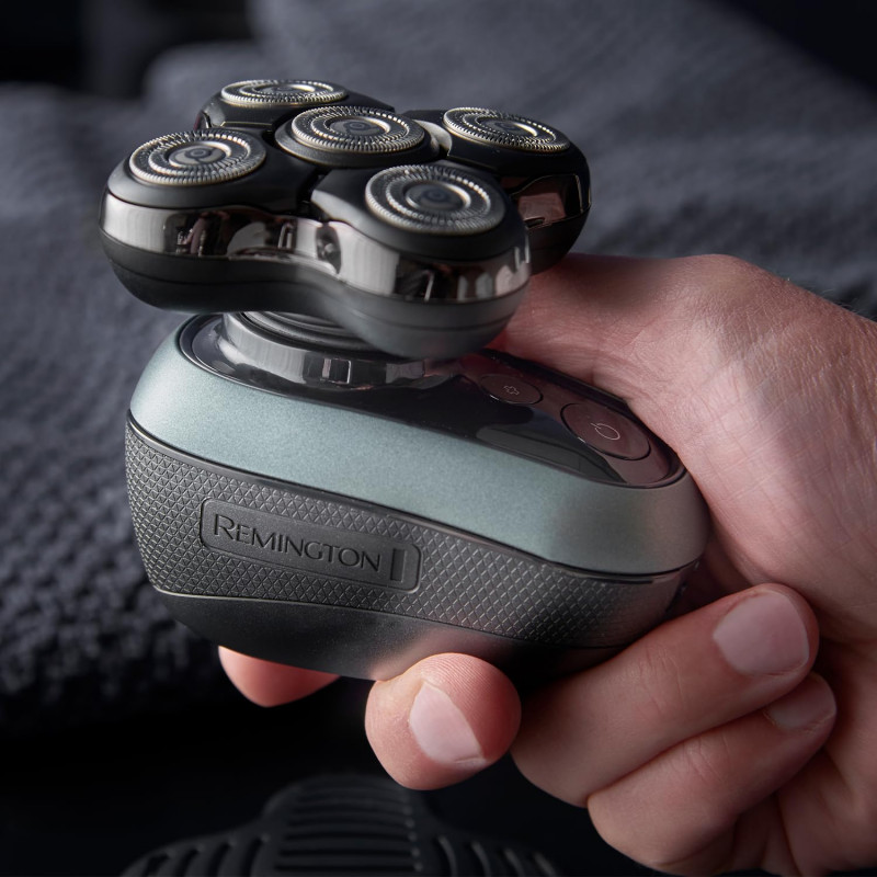 Самобръсначка за глава Remington RX7 XR1600 Ultimate Series, Автономия 60 мин, Водоустойчив, Подвижна глава, Турбо, Стоманени остриета, Индикатори, Черен/зелен