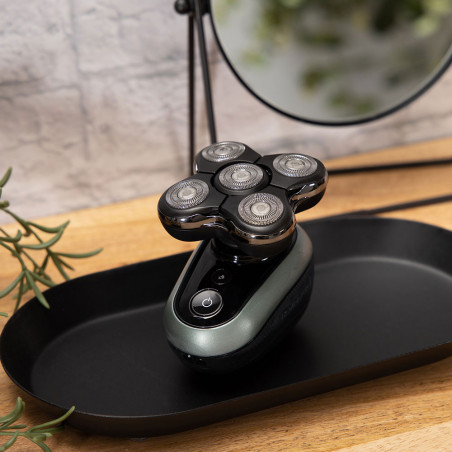 Самобръсначка за глава Remington RX7 XR1600 Ultimate Series, Автономия 60 мин, Водоустойчив, Подвижна глава, Турбо, Стоманени остриета, Индикатори, Черен/зелен