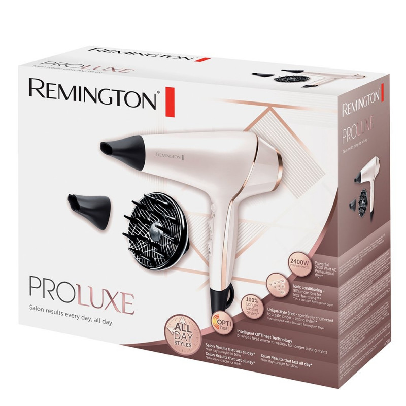 Сешоар Remington AC9140 PROLUXE, 2400W, OPTIheat, AC мотор, Йонизация, 3 скорости, 2 темп. нива, Розов/златист