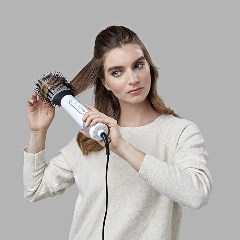 Четка за сушене и стилизиране Remington AS8901 HYDRAluxe, 1200W, Керамично покритие, Йонизация, Студена струя, 2 скорости, 3 темп, Бял