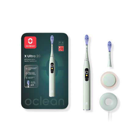 Електрическа четка за зъби Oclean X Ultra 20, AI гласов асистент, 84000 об/мин, Wi-Fi, Bluetooth, Touch screen, До 40 дни автономност, Зелен