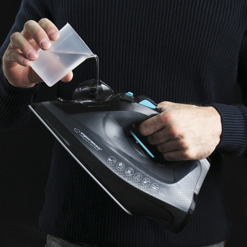 Безкабелна ютия Esperanza EHI010, 2600W, Керамична плоча, 300 мл, Сухо+пара, Самопочистване, Вертикално гладене, Черен