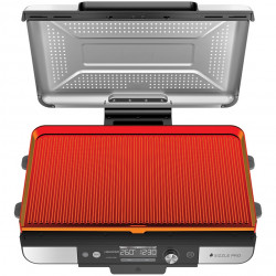Електрически грил Ninja Sizzle Pro XL GX101EU, 1800W, 120°-260°C, 2 керамични плочи, 10 бургера, ProTemp IQ, Сваляем капак, Черен/инокс
