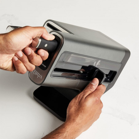 Комплект ножове с точило Ninja Foodi StaySharp Knife Block K32006EU, 6 части, Кована стомана, Стойка, Ергономична дръжка, Черен/инокс