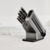 Комплект ножове с точило Ninja Foodi StaySharp Knife Block K32006EU, 6 части, Кована стомана, Стойка, Ергономична дръжка, Черен/инокс