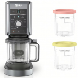 Комплект съдове за сладолед Ninja Creami Ice Cream Tubs XSKPNTLD2EUUK, 2х500 мл, Без BPA, Подходящи за съдомиялна, Плътно затваряне, Корал/жълт