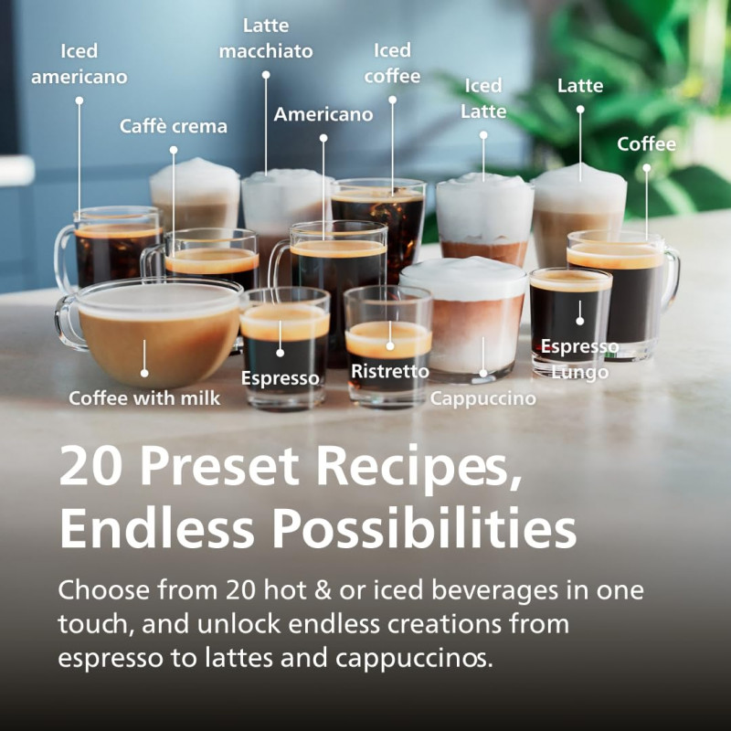 Кафеавтомат Philips EP5541/50 5500 LatteGo, 1500W, 15 bar, 1.8 l, Керамична мелачка с 12 нива, TFT, AquaClean, SilentBrew, AromaExtract, ExtraShot, Черен