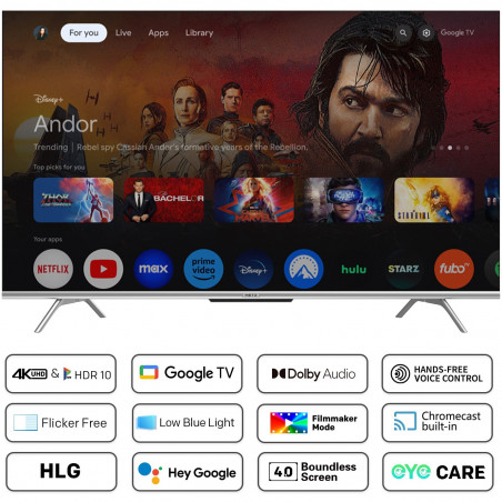 Телевизор METZ blue 50MUD7000, 50", 126 см, 3840х2160 4K UHD, SMART, Direct LED, HDR10/HLG, Dolby Digital/+, Bluetooth, Черен/сив