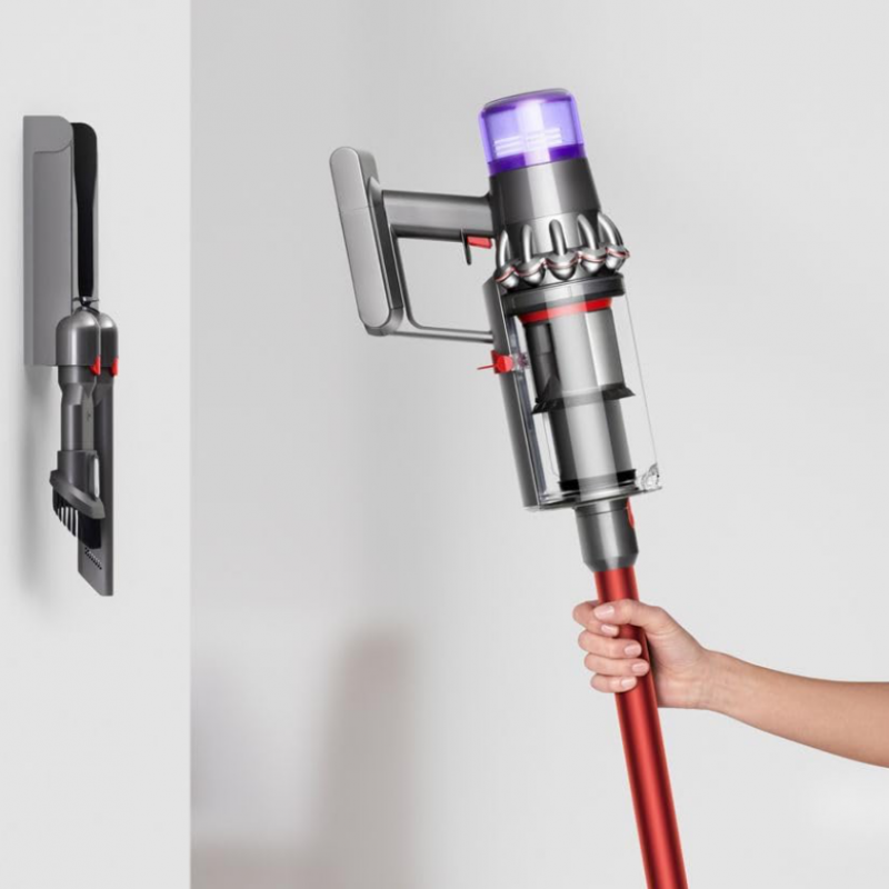 Вертикална прахосмукачка Dyson V11 Fluffу 476550-01 2в1, 185AW, 0.54 л, 125 000 об/мин, Автономия 60 мин, 3 режима, LCD, Никел/червен