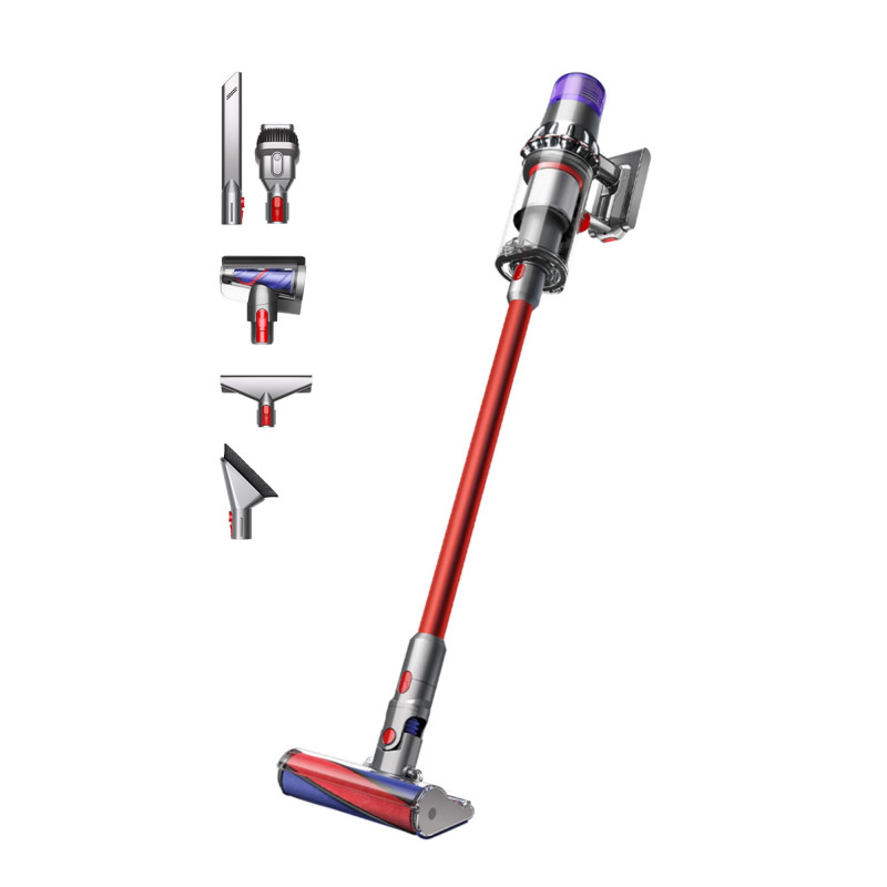 Вертикална прахосмукачка Dyson V11 Fluffу 476550-01 2в1, 185AW, 0.54 л, 125 000 об/мин, Автономия 60 мин, 3 режима, LCD, Никел/червен
