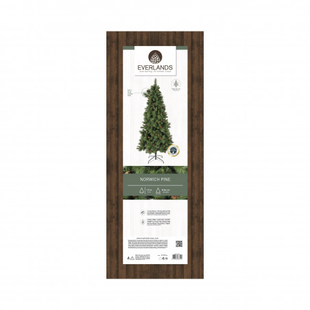Изкуствена елха с шишарки Everlands Norwich Pine, 150 см, 446 клони, Метална стойка, Зелен