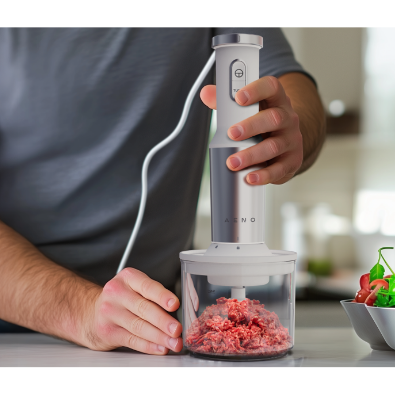 Пасатор, чопър и миксер 3в1 AENO AHB0004W, 1200W, 0.5 л, 18 степени, Турбо, DC мотор, Бял/инокс