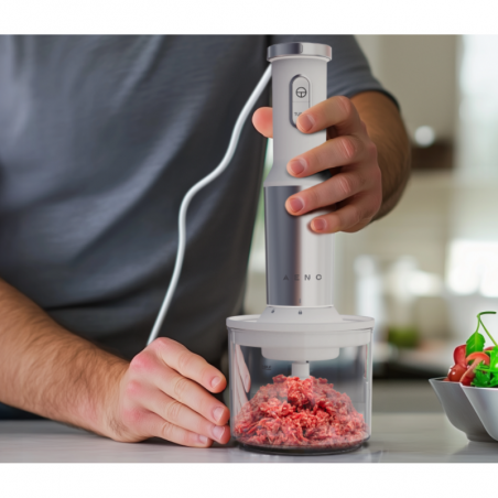 Пасатор, чопър и миксер 3в1 AENO AHB0004W, 1200W, 0.5 л, 18 степени, Турбо, DC мотор, Бял/инокс