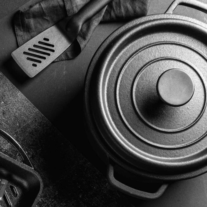 Чугунена тенджера Muhler Tika MR-2048CI, 20x10 см, 2 л, Индукция, Черен