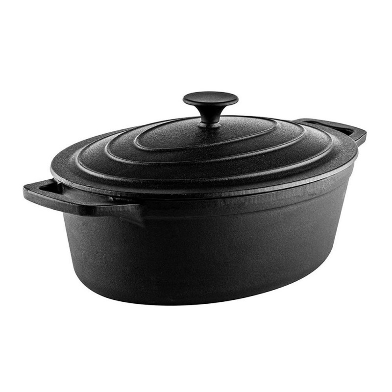 Чугунен съд за печене с капак-ростер Muhler Tika MR-4133CI, 41x25x11см, 5.1 л, Индукция, Черен