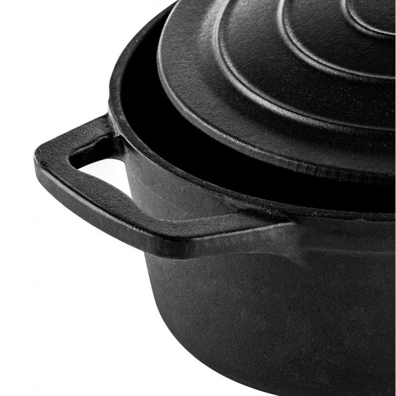 Чугунен съд за печене с капак-ростер Muhler Tika MR-4133CI, 41x25x11см, 5.1 л, Индукция, Черен