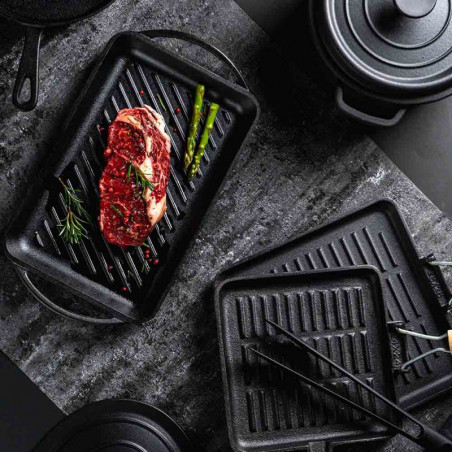 Чугунен съд за печене с капак-ростер Muhler Tika MR-4133CI, 41x25x11см, 5.1 л, Индукция, Черен