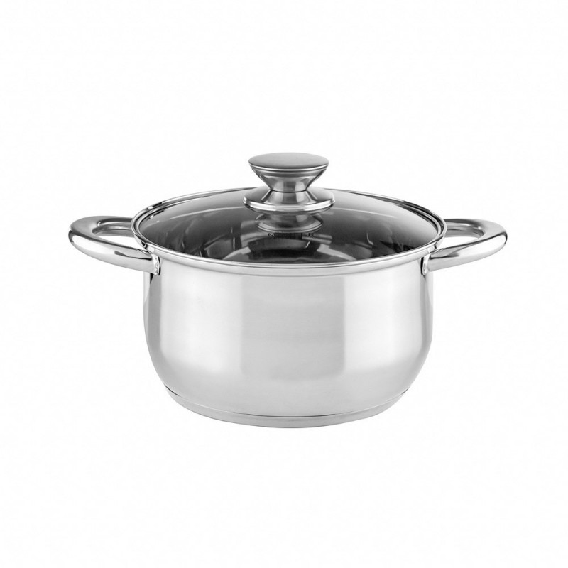 Комплект съдове за готвене Muhler MR-1242, 12 части, Неръждаема стомана, Трислойно дъно, Индукция, Сребрист