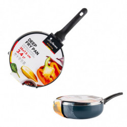 Дълбок тиган с капак Luigi Ferrero Prima FR-2634L, 26x7.5 см, 3.4 л, Незалепващо покритие, Стъклен капак с отвор за пара, Индукция, Тъмносин