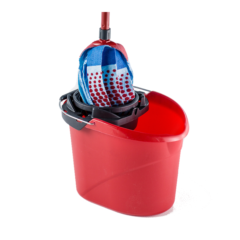 Комплект за почистване на под Vileda Super Mocio, 3 части, 10 л, Отцеждащ механизъм, Червен