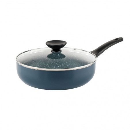 Дълбок тиган с капак Luigi Ferrero Prima FR-2634L, 26x7.5 см, 3.4 л, Незалепващо покритие, Стъклен капак с отвор за пара, Индукция, Тъмносин