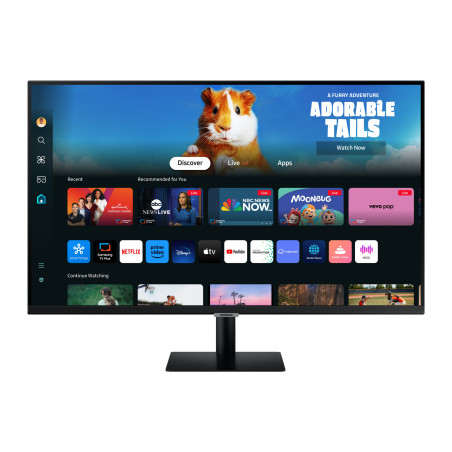Смарт монитор Samsung M50D LS27DM500EUXEN, 27", 68 см, 1920x1080 Full HD, 60 Hz, Клас G, Гласов контрол Bixby, Смарт хъб, Workspace, Tizen OS, Wi-Fi, Bluetooth, Черен