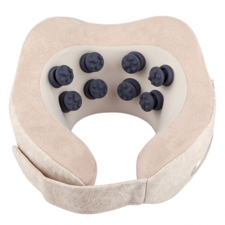 Масажор за врат Medivon Calm, 3D масаж, 38-42°C, 2 режима, Мемори пяна, Перяща калъфка, Гласови напомняния, Бежов