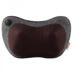Масажираща възглавница Medivon Travel Massage Pillow, Shiatsu, 2 скорости, 8 глави, Затопляне, Отпускане на кожата и мускулите, 2 посоки, Сив/кафяв