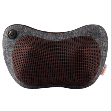 Масажираща възглавница Medivon Travel Massage Pillow, Shiatsu, 2 скорости, 8 глави, Затопляне, Отпускане на кожата и мускулите, 2 посоки, Сив/кафяв