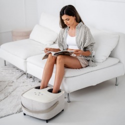 Масажор за ходила Medivon Atlantis, Shiatsu, Вакуумен, 8 глави, 3 режима, Загряване, Дистанционно, Бежов